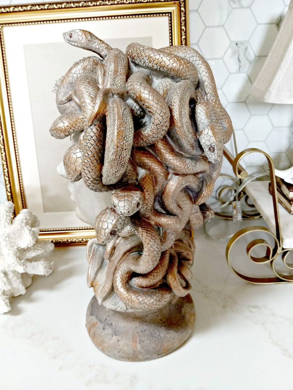 NEW! MYTHOLOGY MYTHICAL MEDUSA 14" HEAD STATUE DECOR - Picture 2 of 4